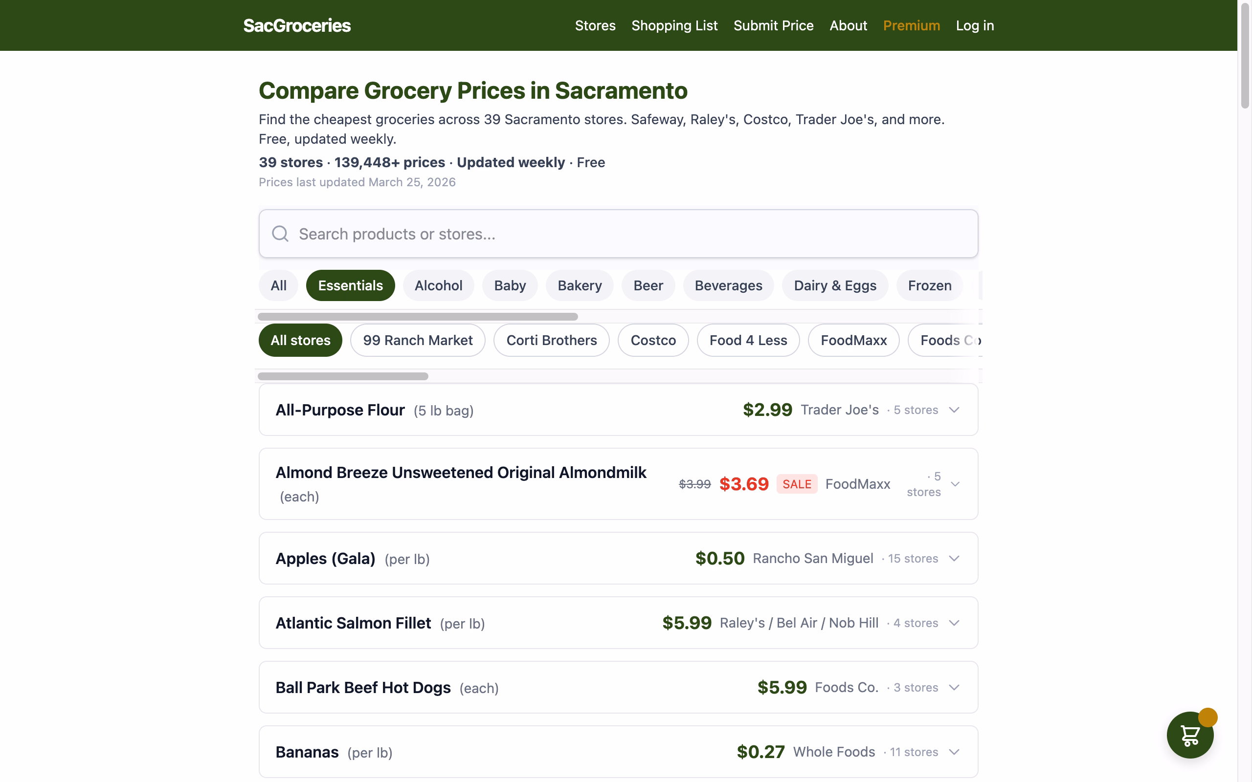 Sacramento Groceries | Price Comparison App screenshot 1
