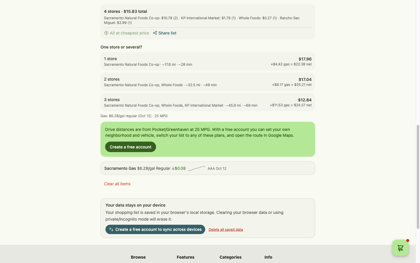 Sacramento Groceries | Price Comparison App screenshot 2