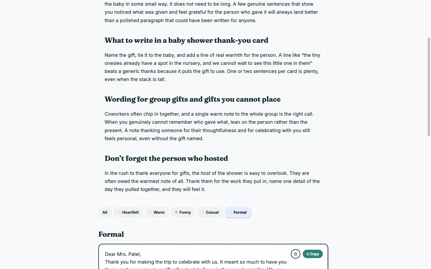 WordThanks.com | Greenfield Content Site With a Note Builder screenshot 2