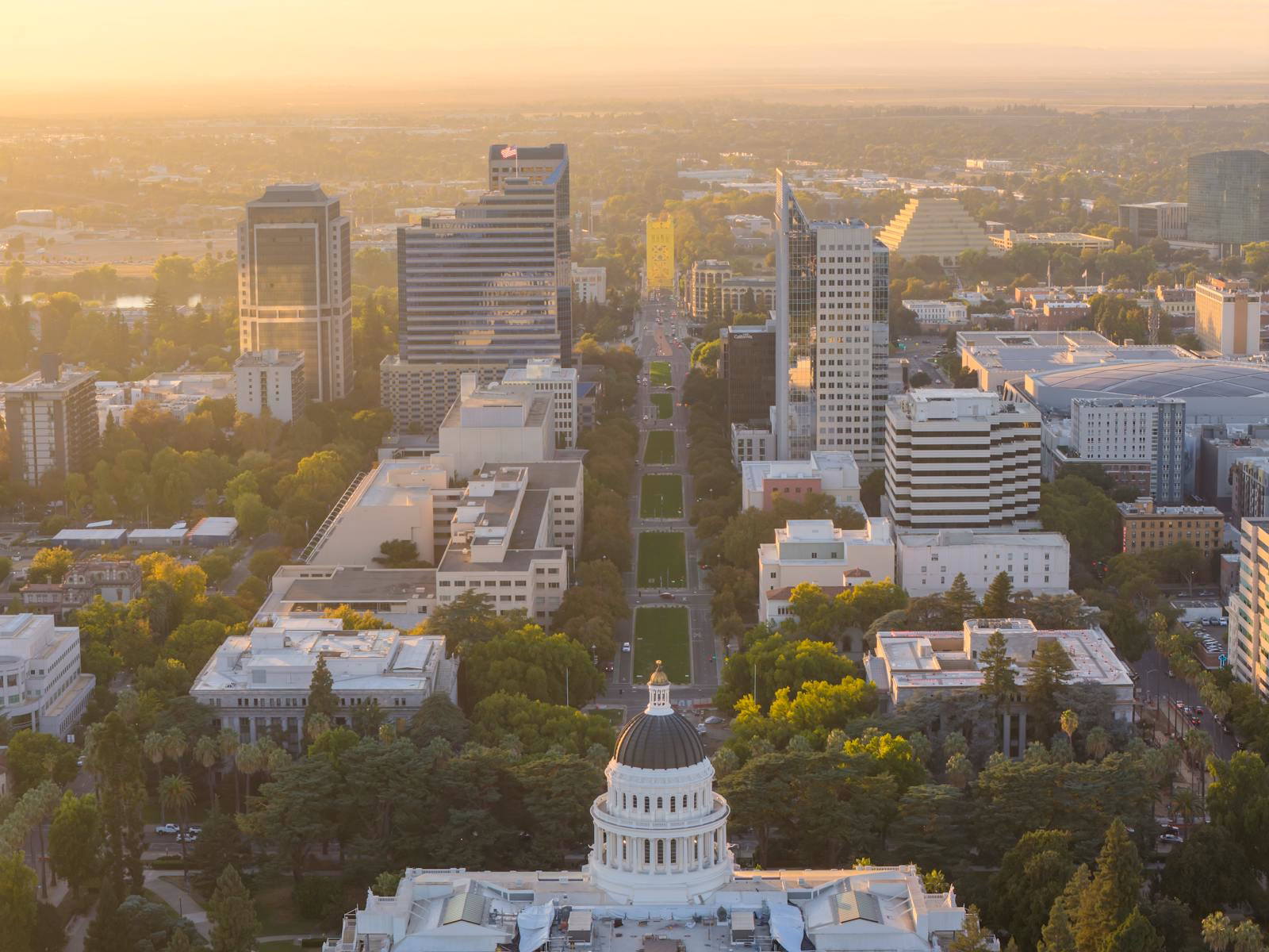 Sacramento skyline at sunrise